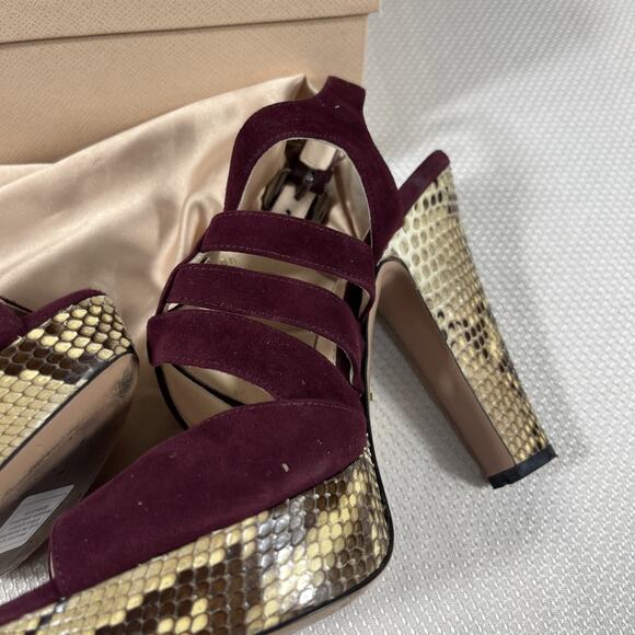 Prada Suede And Snakeskin Heels Sz 36 / US 5.5 w/ Dust Bag & Box - Picture 13 of 16